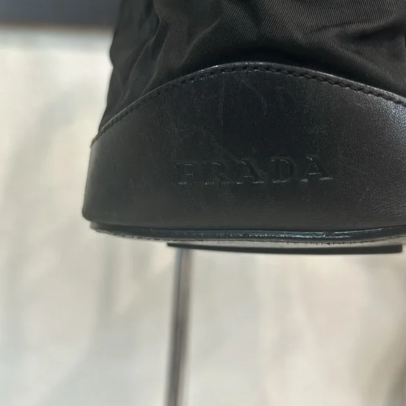 Prada black Tessuto nylon and leather shoulder bag vintage